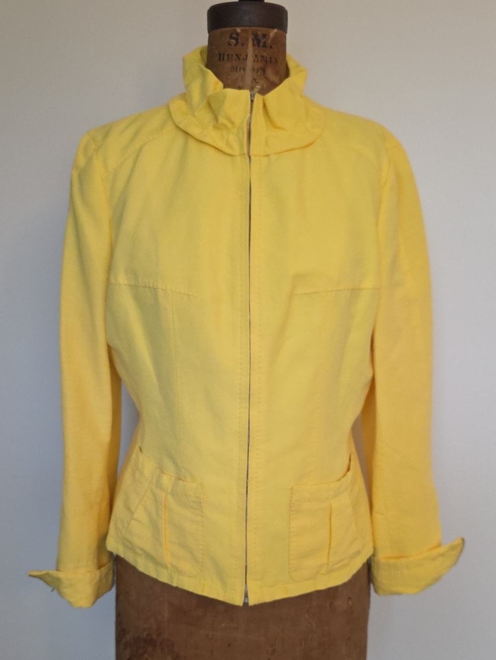 Bright Yellow Ruffled Collar Utility Jacket By Eccoci
